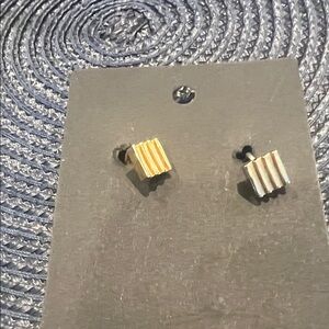 Gold and Silver Cube Stud Earrings